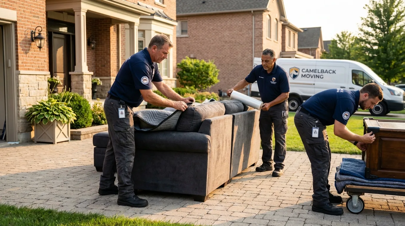 Large estate moving crew wrapping furniture in Cave City, AR